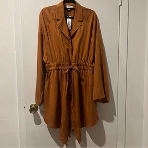 NEW Terea By Andrea Pitter Jacket long duster Adobe L Large Rust Orange coat